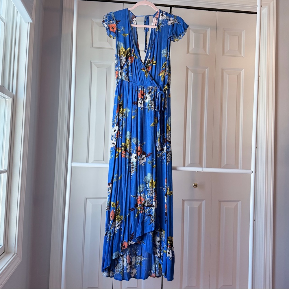 Band of Gypsies Blue Floral High Low Dress